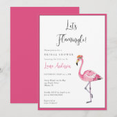 Invitation Faisons Flamingle ! Rose chaud et blanc Enterremen (Devant / Derrière)