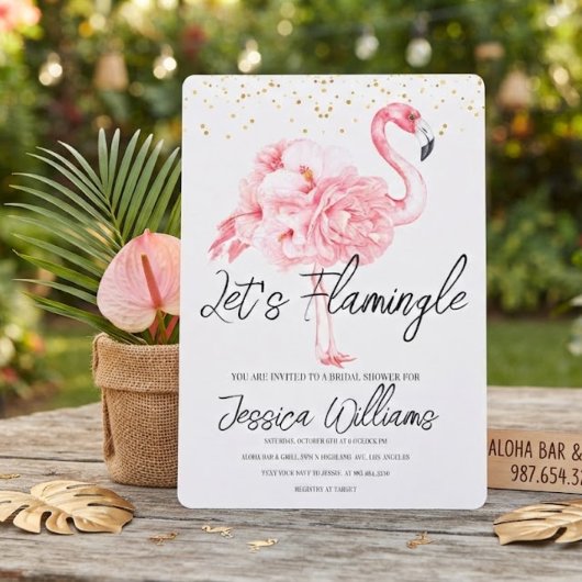 Invitation Faisons Flamingle ! Une Tropicale Fête de Fiançail