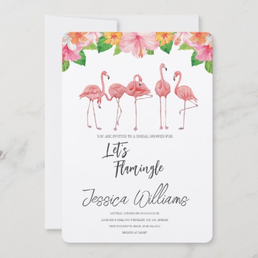 Invitation Faisons Flamingle ! Une Tropicale Fête de Mariage (Devant)
