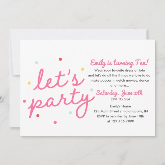 Invitation Faisons la fête Anniversaire (Devant)