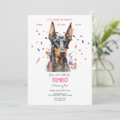 Invitation Faisons la fête, anniversaire de chien (Debout devant)