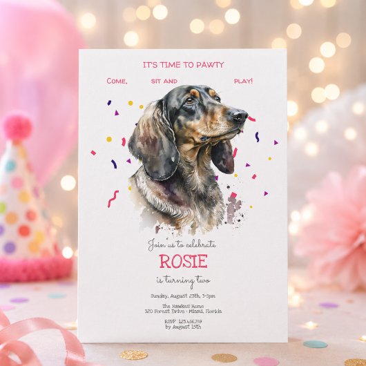 Invitation Faisons la fête, anniversaire de chien