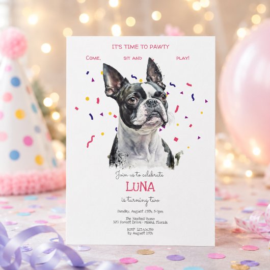 Invitation Faisons la fête, anniversaire de chien