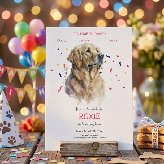 Invitation Faisons la fête, anniversaire de chien