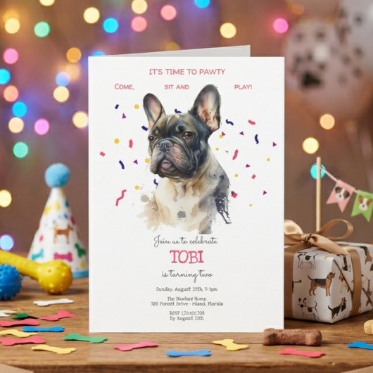 Invitation Faisons la fête, anniversaire de chien