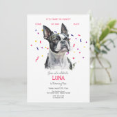 Invitation Faisons la fête, anniversaire de chien (Debout devant)