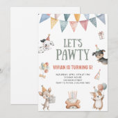 Invitation Faisons la Fête Anniversaire de Chien Drôle (Devant / Derrière)