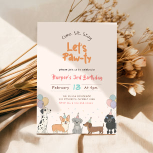 Invitation Faisons la Fête Aquarelle Chiot Mignon Chien Anniv