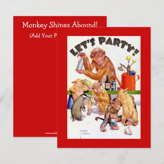 Invitation Faisons la fête aux singes (Devant / Derrière)