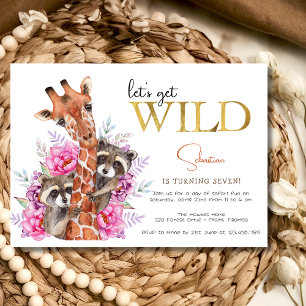 Invitation Faisons la fête avec des animaux sauvages de safar