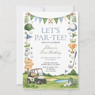 Invitation Faisons la fête avec des voitures de golf pour le