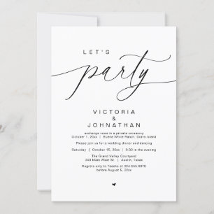 Invitation Faisons la fête avec joie après le dîner Mariage