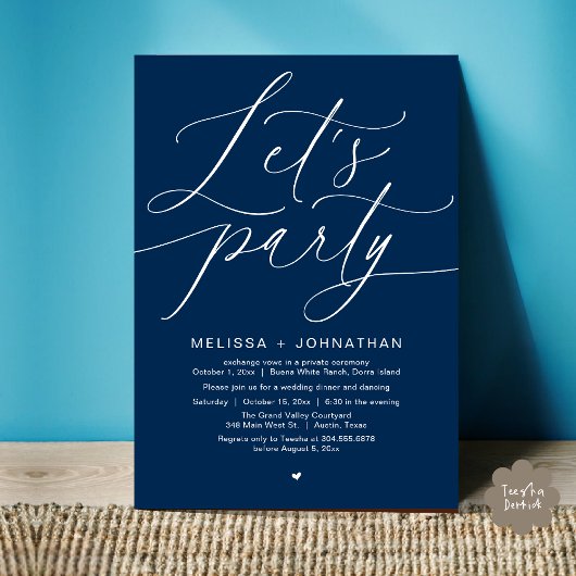 Invitation Faisons la fête avec joie après le dîner Mariage