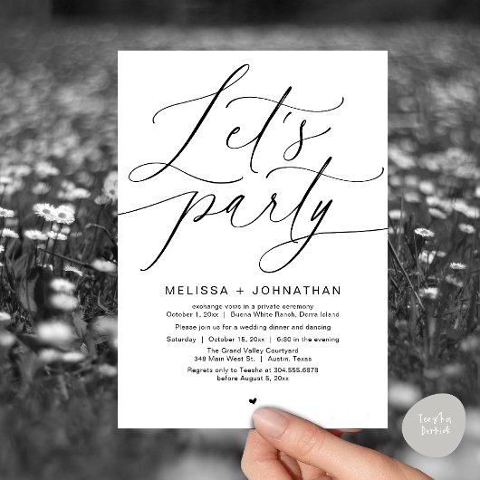 Invitation Faisons la fête avec joie après le dîner Mariage