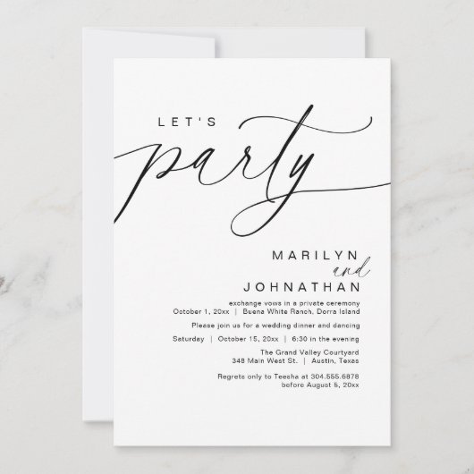 Invitation Faisons la fête avec joie après le dîner Mariage (Devant)