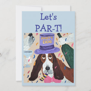 Invitation Faisons la fête avec le chien Basset Hound Par-T