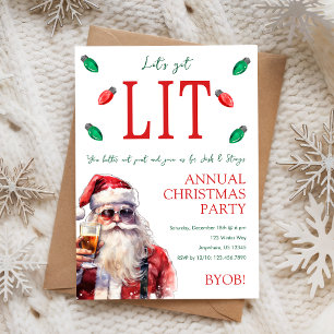 Invitation Faisons la fête avec le Père Noël ivre à la fête d