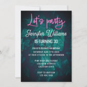 Invitation Faisons la fête avec le script vert rose chaud du  (Devant)