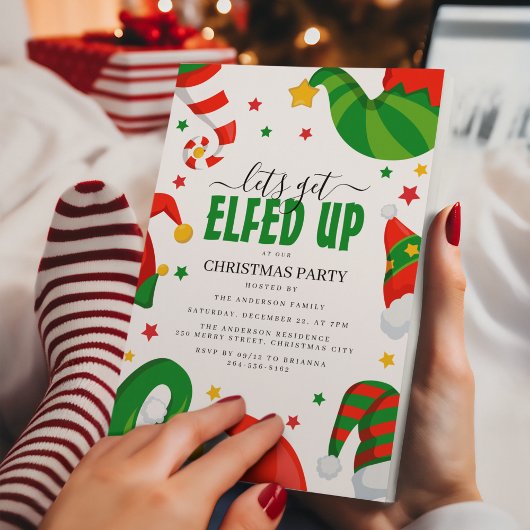 Invitation Faisons la fête avec les elfes | Fête de Noël