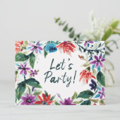 Invitation Faisons la fête ! | Belle aquarelle perdue Florale (Debout devant)
