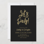 Invitation Faisons la fête | Black Chic Script Cacktail Party (Devant)