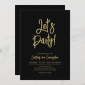 Invitation Faisons la fête | Black Chic Script Cacktail Party (Devant / Derrière)
