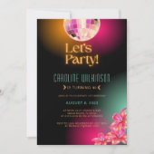 Invitation Faisons la fête Black Orange Neon 40e anniversaire (Devant)