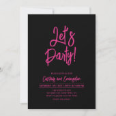 Invitation Faisons la fête | Black & Pink Party & Event (Devant)