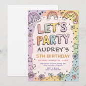 Invitation Faisons la fête Bohème Arc-en-ciel Rétro (Devant / Derrière)