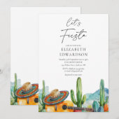 Invitation Faisons la Fête Cactus Aquarelle Enterrement de Vi (Devant / Derrière)