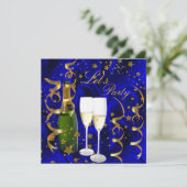 Invitation Faisons la fête Champagne Gold Stars Streamers (Debout devant)