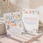 Invitation Faisons la Fête Chien Thème Fille Anniversaire