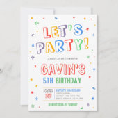 Invitation Faisons la fête colorée fête d'anniversaire (Devant)