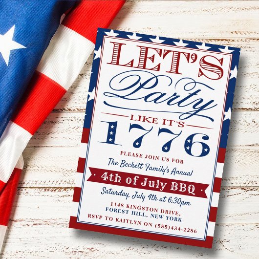 Invitation Faisons la fête comme en 1776 | 4 JUILLET