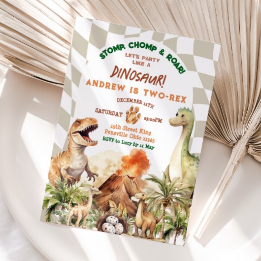 Invitation Faisons la fête comme l'anniversaire de Dinosaur V