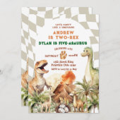 Invitation Faisons la fête comme les frères Dinosaur Annivers (Devant / Derrière)