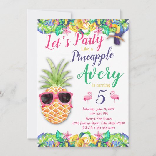 Invitation Faisons la fête comme un anniversaire d'ananas (Devant)