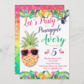 Invitation Faisons la fête comme un anniversaire d'ananas (Devant / Derrière)