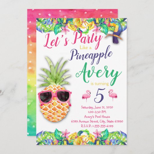 Invitation Faisons la fête comme un anniversaire d'ananas (Devant / Derrière)