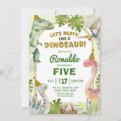 Invitation Faisons la fête comme un Dinosaure Boy Birthday Pa (Devant)