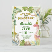 Invitation Faisons la fête comme un Dinosaure Boy Birthday Pa (Debout devant)