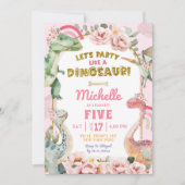 Invitation Faisons la fête comme une fille dinosaure rose ann (Devant)