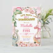 Invitation Faisons la fête comme une fille dinosaure rose ann (Debout devant)