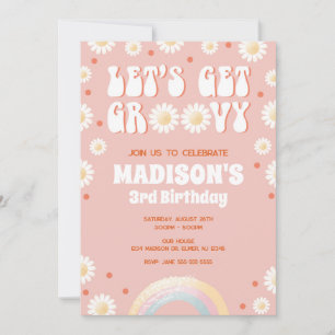 Invitation Faisons la fête Daisy Rainbow Anniversaire Rétro 7