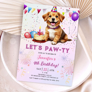 Invitation Faisons la Fête d'anniversaire de chien Fille 4ème