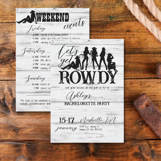 Invitation Faisons la fête de bachelorette cowgirl