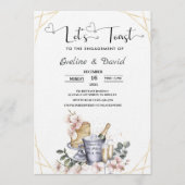Invitation Faisons la Fête de Fiançailles Fleurs Aquarelle (Devant)
