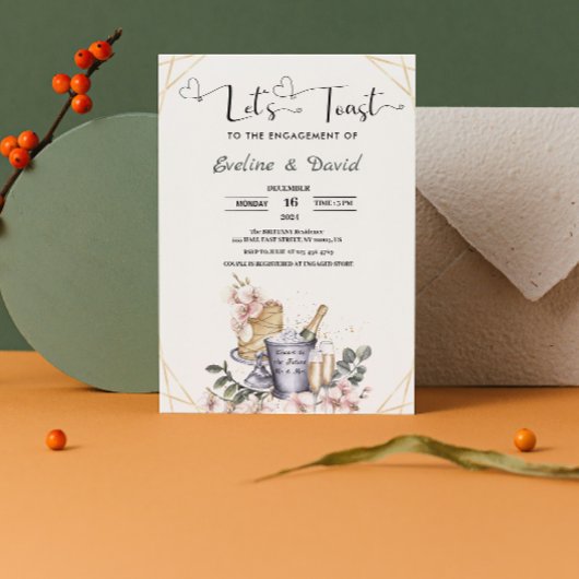 Invitation Faisons la Fête de Fiançailles Fleurs Aquarelle