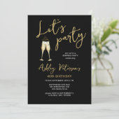 Invitation Faisons la fête de l'or moderne noir n'importe que (Debout devant)