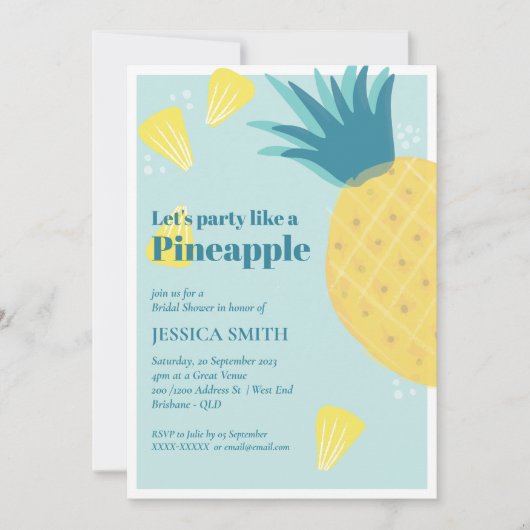 Invitation Faisons la Fête des mariées d'ananas (Devant)